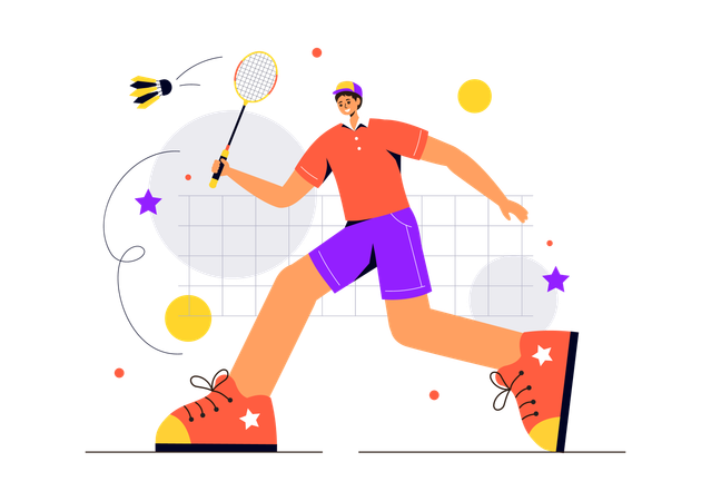 Boy playing badminton  Illustration