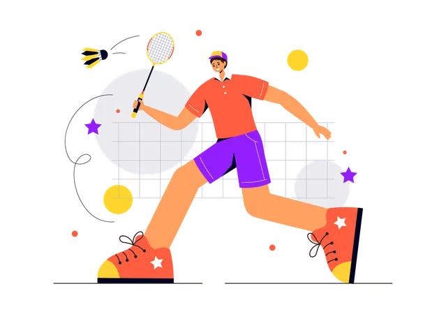 Boy playing badminton  Illustration