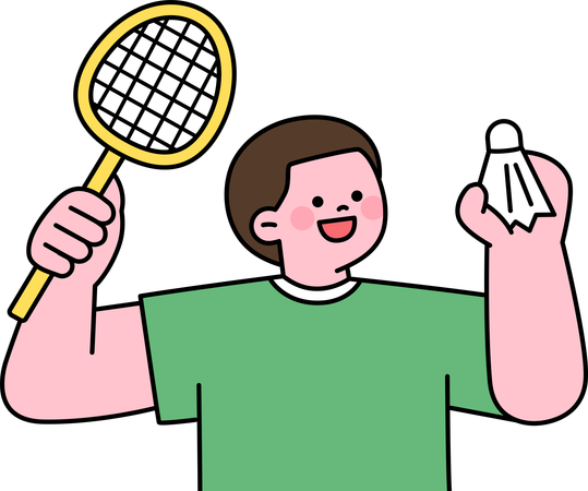 Boy playing Badminton  Illustration