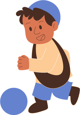 Boy playing ball with sarong  Illustration