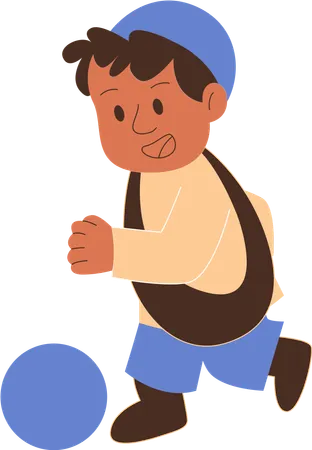 Boy playing ball with sarong  Illustration