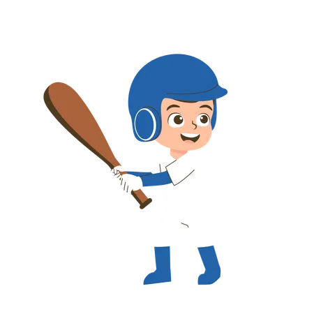 Boy Playing Baseball  Illustration