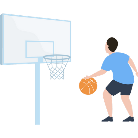 Boy playing basket ball Illustration