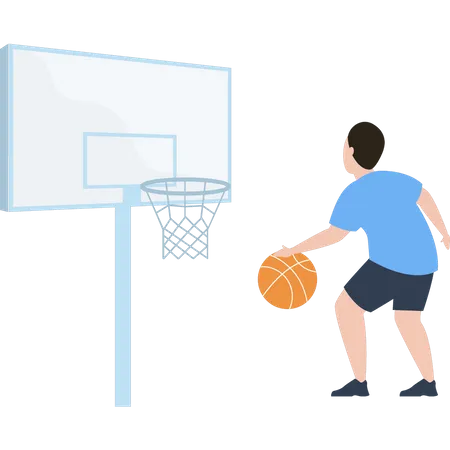 Boy playing basket ball Illustration