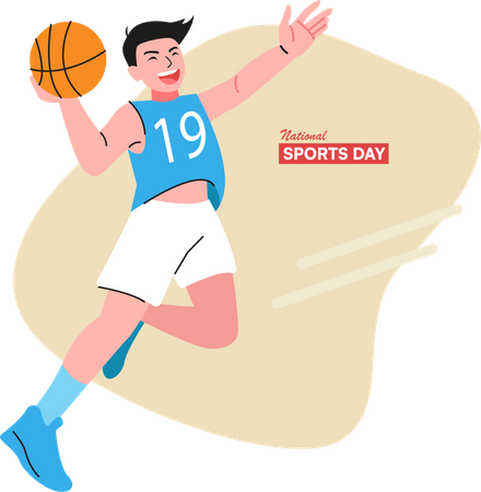 Boy playing basketball Illustration
