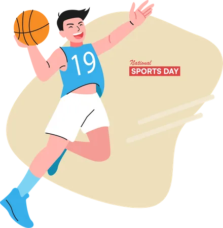Boy playing basketball Illustration