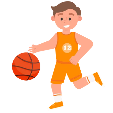 Boy Playing Basketball Illustration
