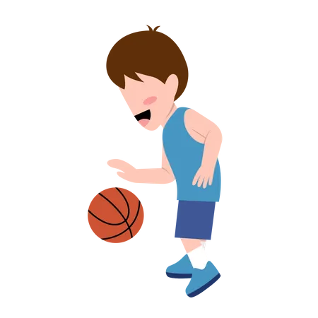Boy Playing Basketball  イラスト