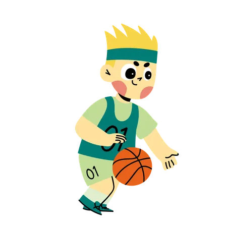 Boy Playing Basketball  イラスト