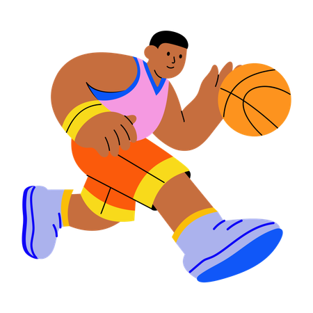 Boy playing basketball game  Illustration