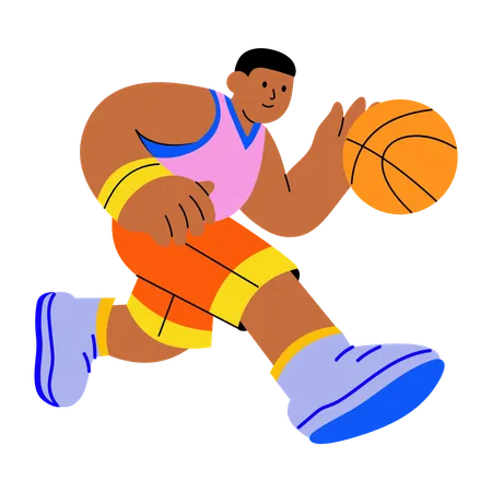 Boy playing basketball game  Illustration