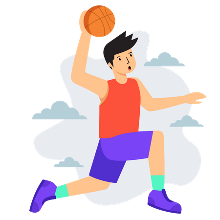 Boy Playing Basketball  Illustration