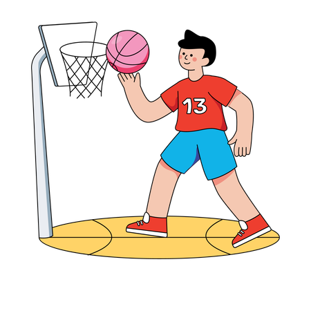 Boy playing basketball match  Illustration