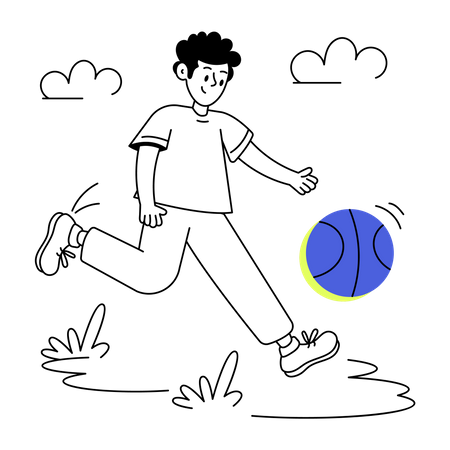 Boy playing basketball outside  Illustration