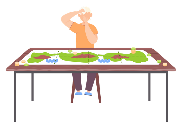 Boy playing board game  Illustration