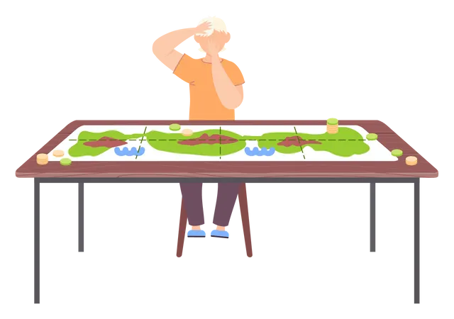 Boy playing board game  Illustration