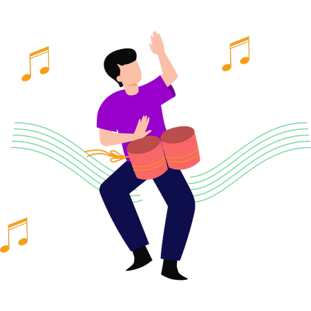 Boy playing bongos  Illustration