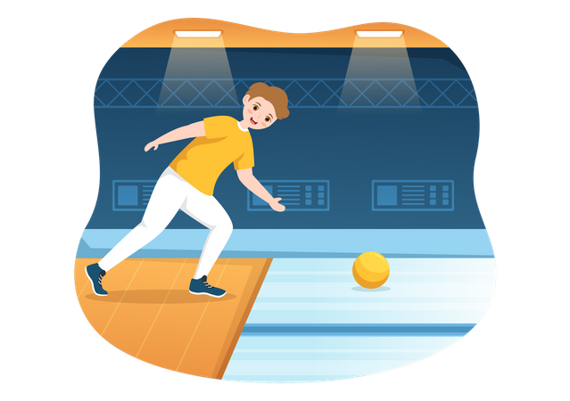 Boy Playing Bowling Game  Illustration