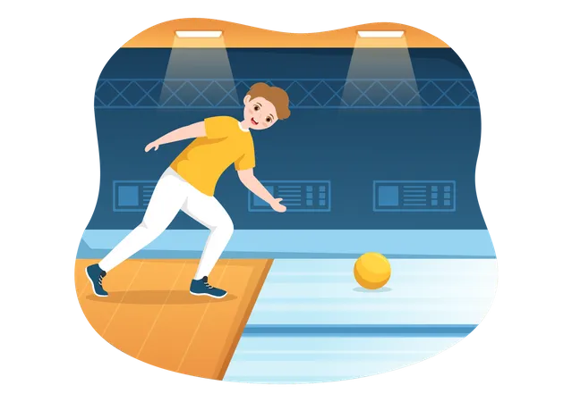 Boy Playing Bowling Game  Illustration