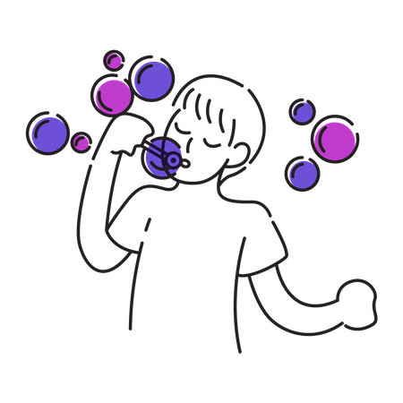 Boy Playing Bubbles  Illustration