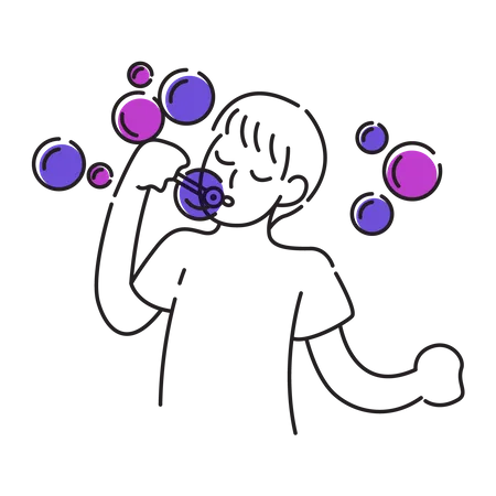 Boy Playing Bubbles  Illustration