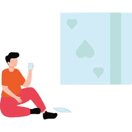 Boy playing cards  Illustration