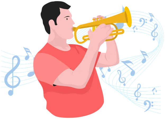 Boy playing Cornet  Illustration