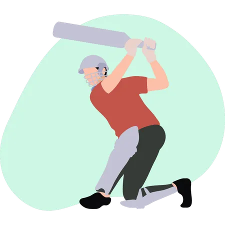 The Boy Is Playing Cricket Illustration