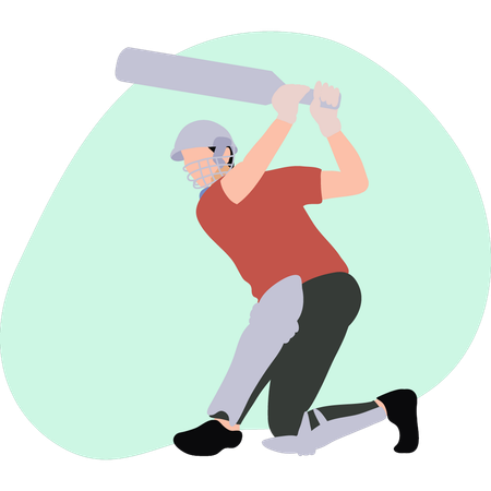 Boy playing cricket  Illustration