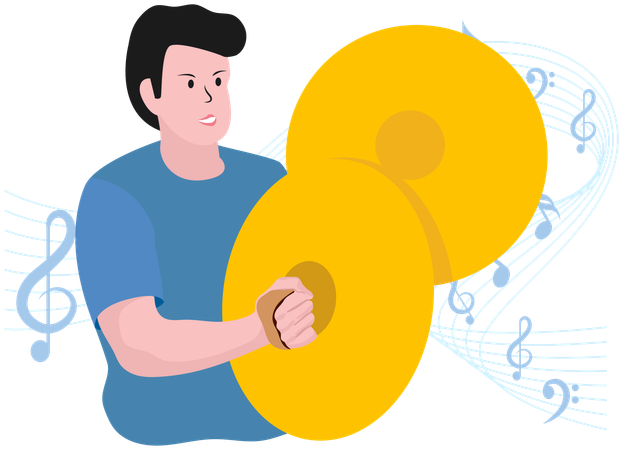 Boy playing cymbal  Illustration