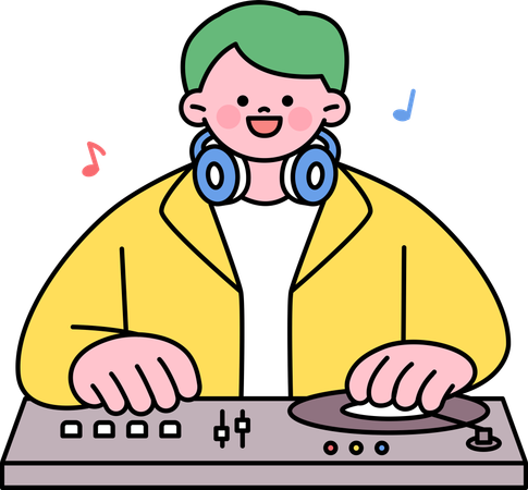 DJをする少年  イラスト