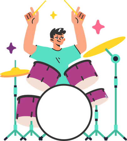 Boy playing drum  Illustration