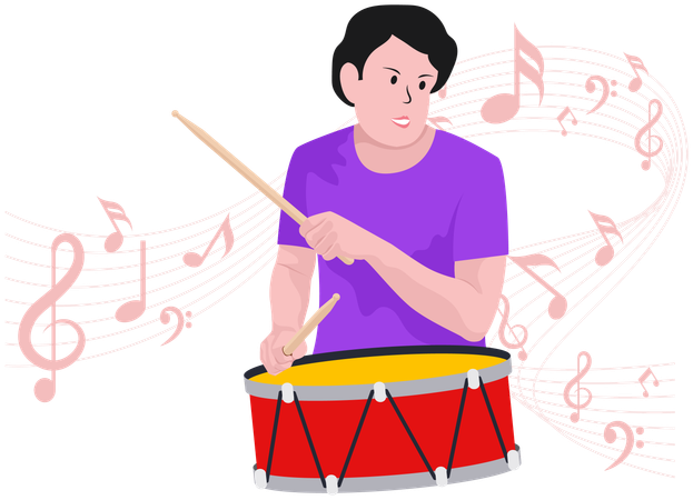 Boy playing Drum  Illustration