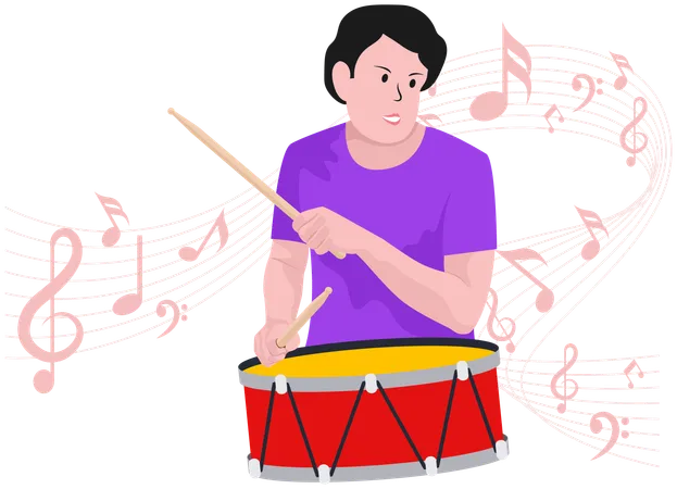 Boy playing Drum  Illustration