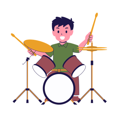 Boy Playing Drum  Illustration