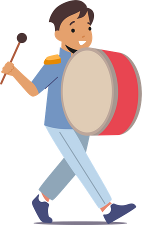 Boy playing drum  Illustration