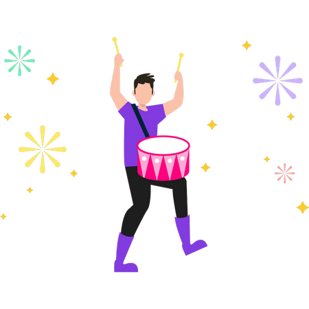 Boy playing drum  Illustration
