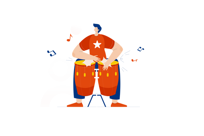 Boy playing drums Illustration