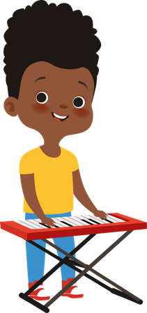 Boy playing electronic piano Illustration
