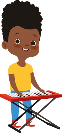 Boy playing electronic piano  Illustration