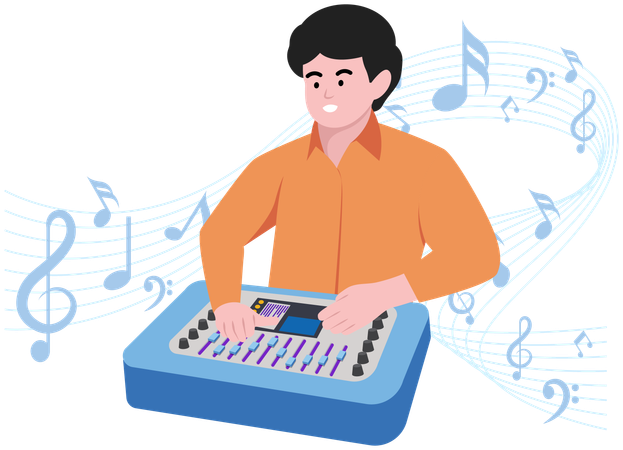 Boy playing Equalizer  Illustration