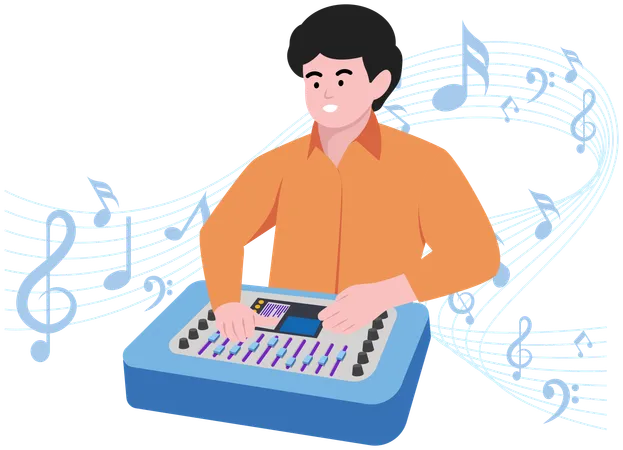 Boy playing Equalizer  Illustration