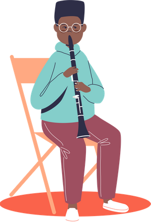 Boy playing flute Illustration