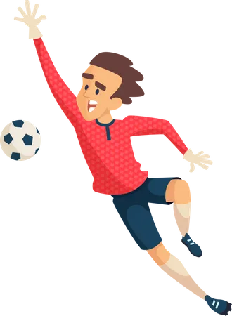 Soccer Character Playing Football Isolated Sport Mascots Illustration