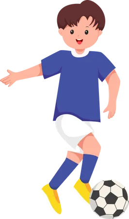 Boy Playing Football Illustration