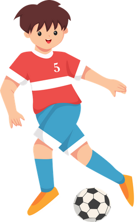 Boy Playing Football Illustration