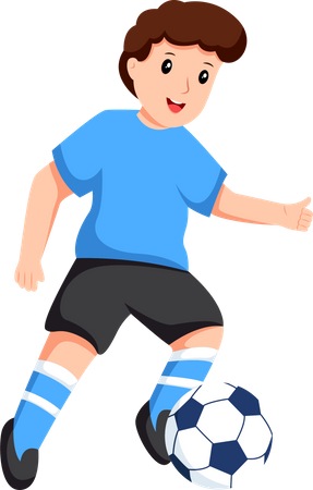 Boy Playing Football  Illustration