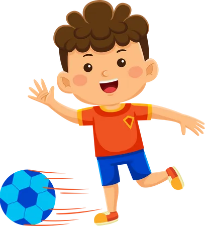 Boy Kids Playing Football Illustration
