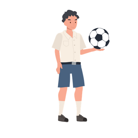 Boy Playing Football  イラスト