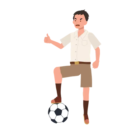 Boy Playing Football After School  Illustration